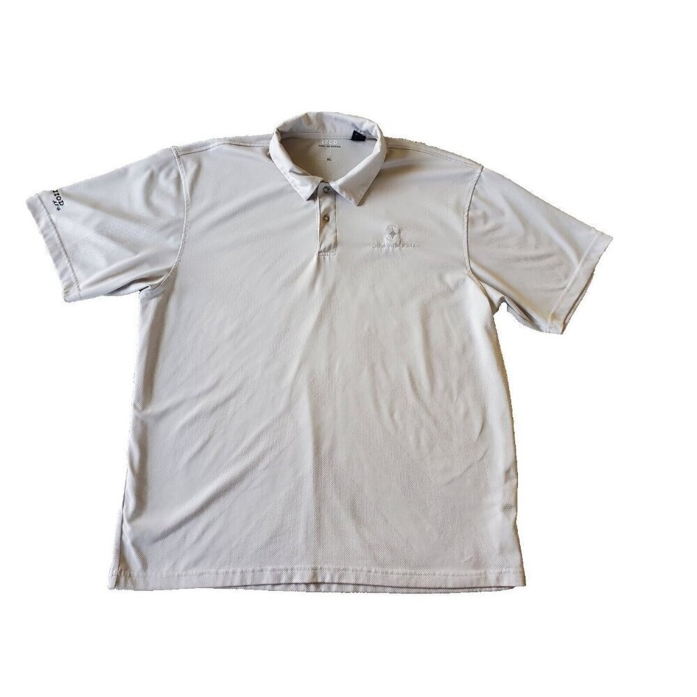 Izod Golf Polo Shirt Men's XL Short sleeve FXG Cool FX Beige Crimson Fire logo